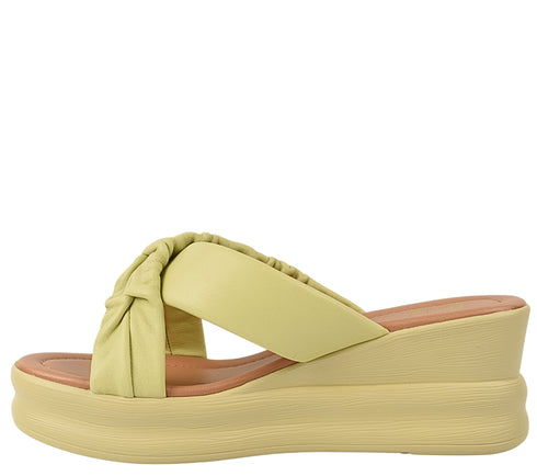 Papuci casual, dama, FORMAZIONE, 49011 galben, piele naturala, platforma